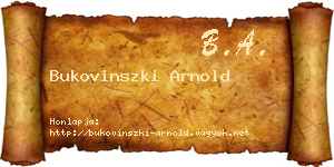 Bukovinszki Arnold névjegykártya